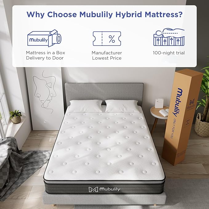 Full Mattress,8 Inch Hybrid Mattress in a Box with Gel Memory Foam,Motion Isolation Individually Wrapped Pocket Coils Mattress,Pressure Relief, Medium Firm Support,CertiPUR-US.