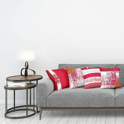 Ambesonne Grunge Throw Pillow Cushion Case Pack of 4, Abstract Design Simplistic Minimal Stripes Brushstrokes Contemporary, Modern Accent Double-Sided Digital Printing, 18", Rose Magenta and Dark Pink