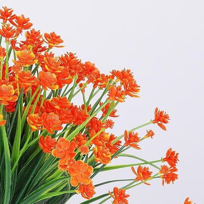 AGIRL 24 Bundles Artificial Fall Flowers Outdoor Indoor Decoration,Fake Plastic Flowers,Faux Mums Plant for Thanksgiving Fall Decor,for Hanging Outside Garden Front Door Porch Patio Window Box