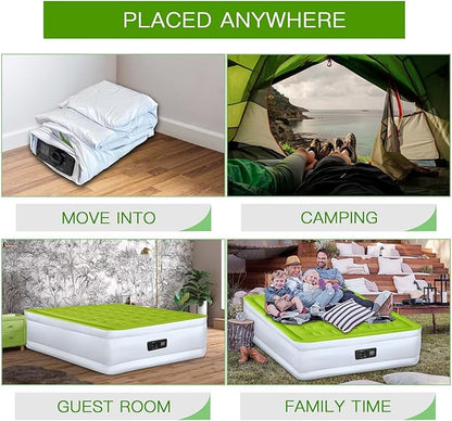 YENING Twin Size Air Mattress with Built in Pump Raised Single Inflatable Bed Blow up Mattressith Camping Airbed 18 Inch Tall