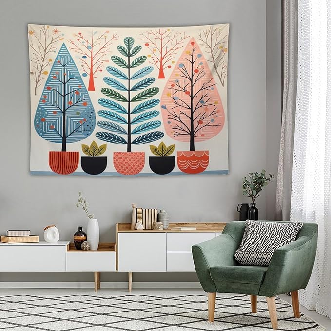 MaSiledy Wall Tapestries Shabby Chic Trees Tapestry Rustic Autumn Wall Hanging Wall Tapestry Aesthetic Wall Decor for Bedroom Living Room Dorm 60"x80" Xmas Wall Hanging Polyester Tapestries