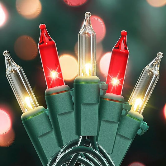 Red Clear Christmas Lights,13FT 50 Count Incandescent Mini Light,Green Wire Christmas String Lights Plug in Waterproof for Tree Xmas Wedding Indoor Outdoor Valentine's Day Decor (Red Clear, 50 Count)