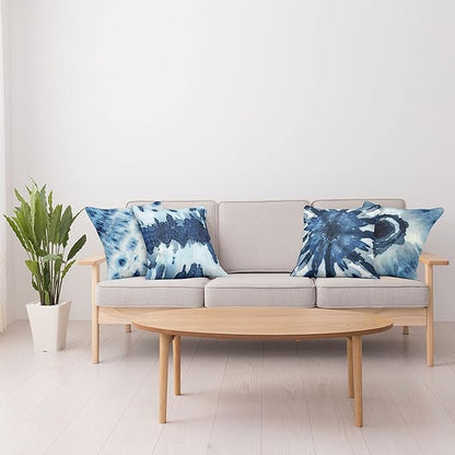 Ambesonne Watercolor Throw Pillow Cushion Case Pack of 4, Abstract Design Ikat Inspired Tribal Themed Painting Look Oceanic Tones Print, Modern Accent Double-Sided Digital Printing, 18", Slate Blue