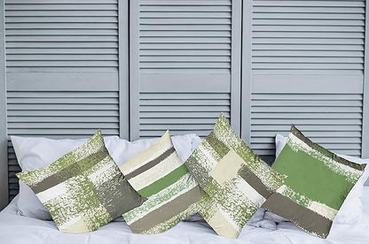 Ambesonne Grunge Throw Pillow Cushion Case Pack of 4, Abstract Design Simplistic Minimal Stripes Brushstrokes Contemporary, Modern Accent Double-Sided Digital Printing, 20", Slate Brown and Green