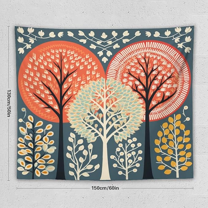 MaSiledy Tapastry's Wall Hanging Shabby Chic Trees Tapestry Nature Themed Autumn Tapestries for Bedroom Wall Art Home Decoration 50"x60" Bedroom Xmas Tapestry for Bedroom Christmas Backdrop