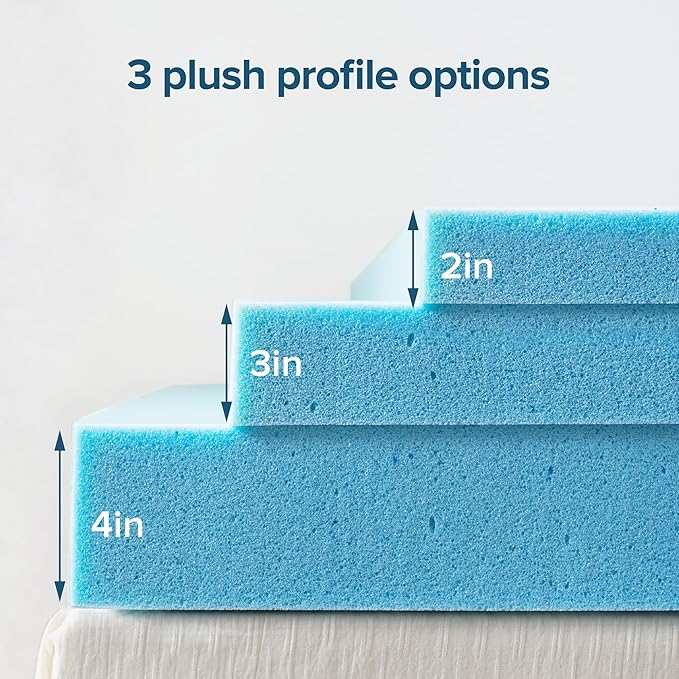 ZINUS 3 Inch Green Tea Cooling Gel Memory Foam Mattress Topper, Smaller, More Convenient WonderBox Packaging, Cooling Gel Foam, CertiPUR-US Certified, Full