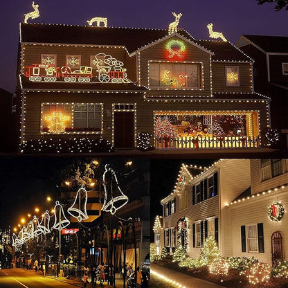 SURNIE LED Rope Lights Outdoor Warm White, Waterproof 50FT Cuttable 3000K Lighting Indoor 110V Connectable Flexible Electric Lights for Christmas Trees Bedroom Outside Patio Decor, Not Flat Strip
