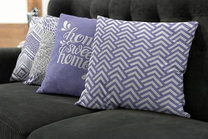 Ambesonne Geometric Throw Pillow Cushion Case Pack of 4, Home Phrase Minimal Zigzag Squama Dahlia Flower Petals Chevron Tribal, Modern Accent Double-Sided Digital Printing, 16", Lavender and White