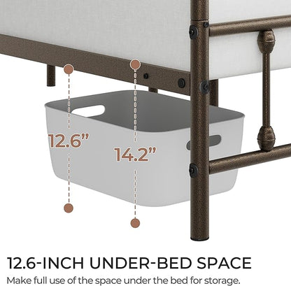 Yaheetech Classic Metal Platform Bed Frame Mattress Foundation with Victorian Style Iron-Art Headboard/Footboard/Under Bed Storage/No Box Spring Needed/Twin Size Bronze