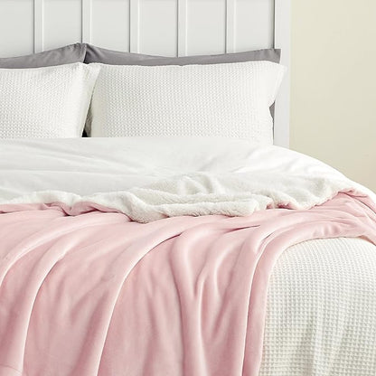Bedsure GentleSoft Sherpa Fleece Throw Blanket for Couch - Thick and Warm Throw for Girls and Women, Soft Fuzzy Plush Blanket for Winter, Pink, 50x60 Inches
