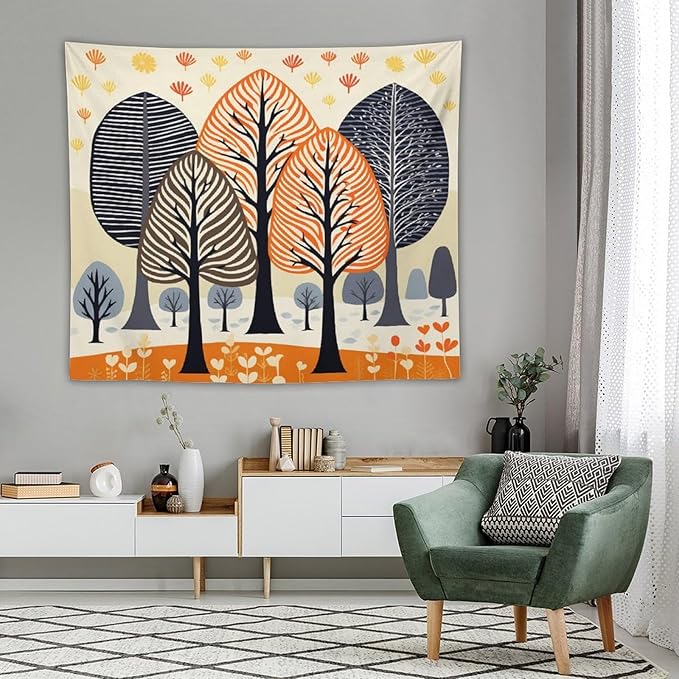 MaSiledy Shabby Chic Trees Tapastry's Wall Hanging Autumn Nature Forest Tapestries for Bedroom Landscape Tapestry Wall Hanging for Living Room Dorm 50"x60" Xmas Wall Hanging Polyester Tapestries