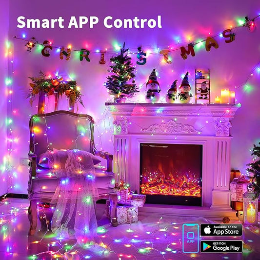 BrizLabs Smart Christmas String Lights,115FT 300 LED Color Changing Christmas Lights App & Voice Control, Cool White & Multicolor Mini Light String, Music Sync Xmas Tree Light for Indoor Outdoor Decor