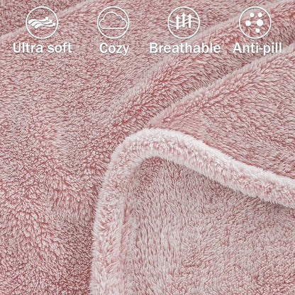 Exclusivo Mezcla Plush Fuzzy Fleece Throw Blanket Extra Large, Super Soft, Fluffy and Warm Blankets for Couch, Bed, Suitable for All Seasons (50x70 Inches, Mixed Dusty Pink)