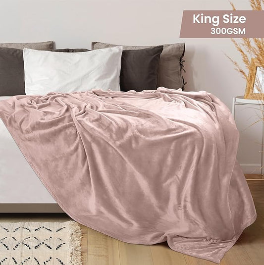 Utopia Bedding Fleece Blanket King Size Rose Pink 300GSM Luxury Anti-Static Fuzzy Soft Microfiber Bed Blanket (90x102 Inch)
