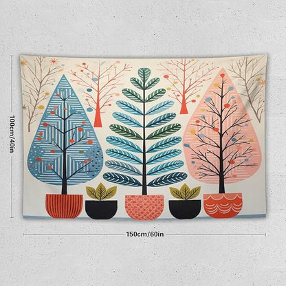 MaSiledy Shabby Chic Trees Tapestries Rustic Autumn Tapestry Vintage Aesthetic Tapestries Landscape Tapestry for Bedroom Aesthetic Home Decor 40"x60" Holiday Scene Banner for Winter Christmas Party