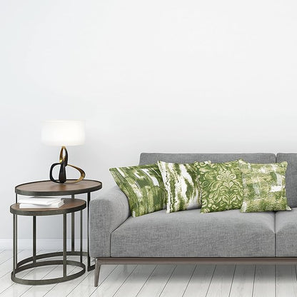 Ambesonne Vintage Throw Pillow Cushion Case Pack of 4, Abstract Grunge Effect Brushstrokes and Waving Striping Stains Paisley Drops, Modern Accent Double-Sided Digital Printing, 20", Khaki Olive Green