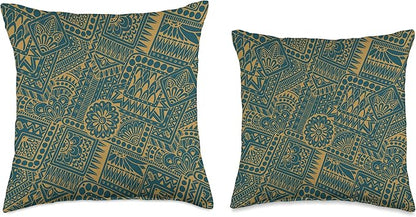 Scandinavian Ethno Mosaic Folklore Pattern 1 - Fan Fun Throw Pillow