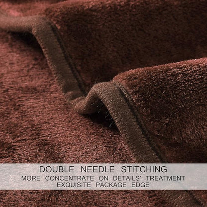 HOZY Soft Blanket Queen Size Fleece Warm Fuzzy Throw Blankets for The Bed Sofa Lightweight 350GSM Chocolate 90"*90"