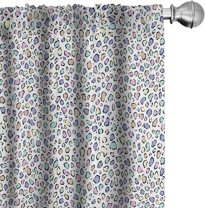 Ambesonne Leopard Print Curtains, Modernized Animal Skin Elements in Pastel Memphis Style Colors Pattern Print, Window Treatments 2 Panel Set for Living Room Bedroom, Pair of - 28" x 95", Grey Black