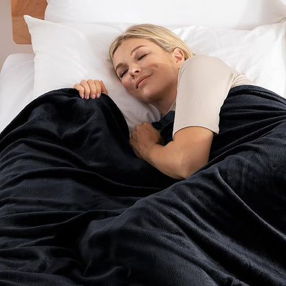 Exclusivo Mezcla Fleece Blanket King Size for Bed, Super Soft and Warm, All Season Use, Cozy, Plush, Lightweight, 90x104 Inches, Black