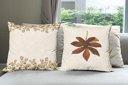 Ambesonne Botanical Throw Pillow Cushion Case Pack of 4, Minimalist Watercolor Painting Leaves Agave Branches Plant in a Pot, Modern Accent Double-Sided Digital Printing, 24", Chocolate and Pale Brown
