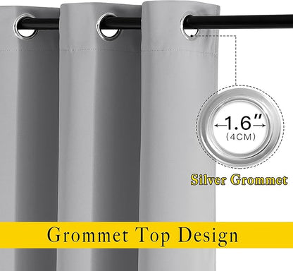 NICETOWN Silver Grey Curtains and Drapes for Window 95" L - Triple Weave Energy Saving Thermal Insulated Solid Grommet Blackout Panels for Patio (80" Wide per Panel, 2 Panels, Silver Grey)
