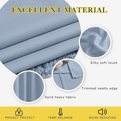 NICETOWN Room Darkening Curtain Panels - Home Fashion Ring Top Thermal Insulated Room Darkening Curtains for Bedroom/Living Room (2 Panels, 80" Wide by 95" Long, Vintage Blue)