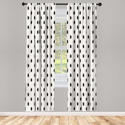 Ambesonne Animal Curtains, Bear Silhouettes on Cream Background Abstract Simplistic Style Pattern Print, Window Treatments 2 Panel Set for Living Room Bedroom, Pair of - 28" x 95", Cream Black