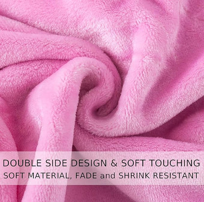 Flannel Fleece King Size Summer Blanket All Season 350GSM Lightweight Throw for The Bed Extra Soft Brush Fabric Winter Warm Sofa Blanket 90" x 108"(Pink King)