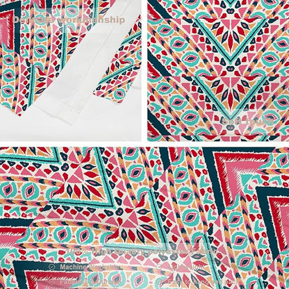 Batmerry Modern Stripe Geometric Tapestry,Boho Tribal ethnic Seamless striped Wall Art Hanging Decoration Polyester Fiber White Ruffled Around for Dorm Room Bedroom Living Room, 59.1x59.1 inches