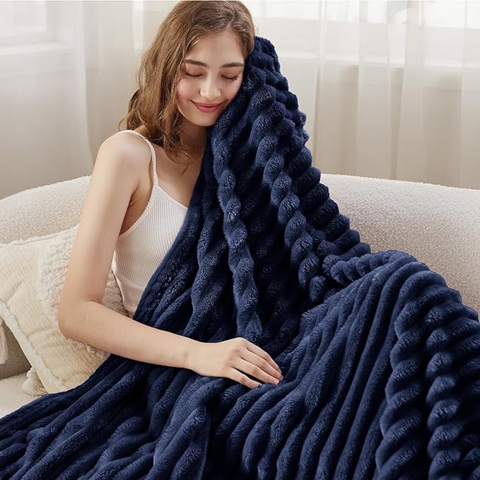 Bedsure GentleSoft Blue Twin Blanket for Bed - Cozy Soft Blankets for Women, Cute Large Throws for Girls, 66x90 Inches