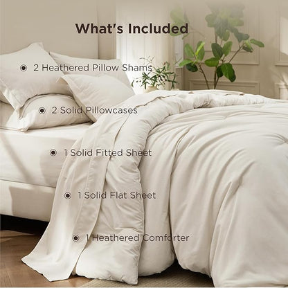 Bedsure Full Comforter Set Beige - Bed in a Bag Full Size Bedding 7 Pieces, Cationic Dyed Bed Set Gift for Family, Beige Soft Bedding for All Seasons Comforter with Sheets, Pillowcases & Shams