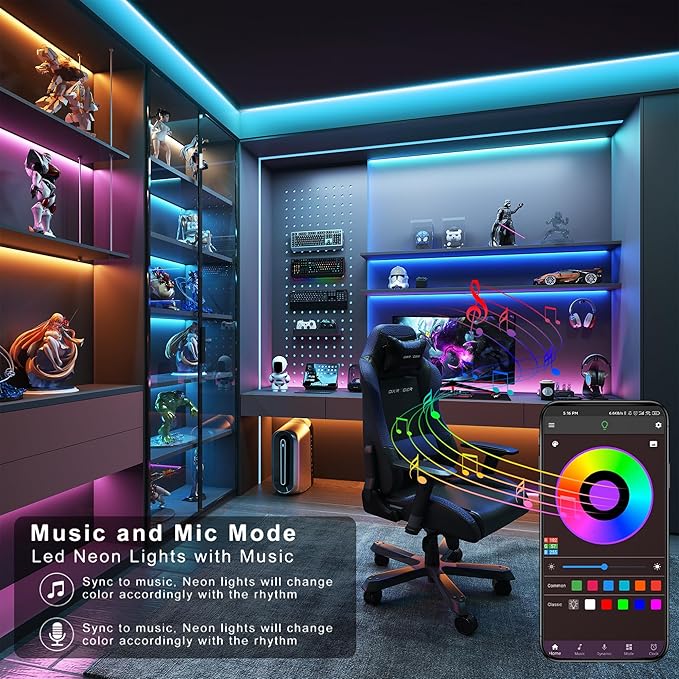 50 ft LED Lights for Bedroom Music Sync RGB LED Strip Lights with APP & Remote Control LED Lights for Room Home Party Christmas Wall Decor (1 Roll of 50ft)