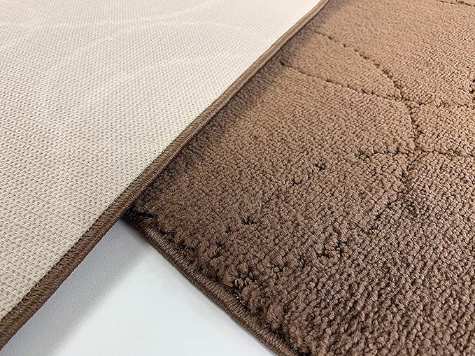 Custom Size Modern Geometric Pattern Carpet Runner Rug for Hallways, Slip Resistant Latex Rubber Backed, 31 inch Wide X Customized Length, Circles Brown, 31 inch X 26 feet