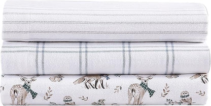 Eddie Bauer - Queen Sheets, Cotton Flannel Bedding Set, Brushed For Extra Softness, Cozy Home Decor (Woodlands Friends, Queen)