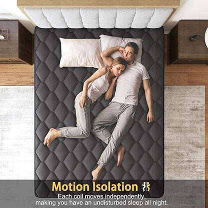 King Mattress, 14 Inch Hybrid Mattresses Black Euro Top Medium Firm for Back & Lumbar Support, 100 Night Trial, Individual Pocket Spring Bed for Motion Isolation & Pressure Relief