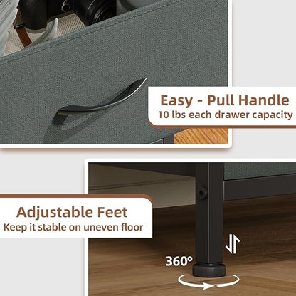 Somdot Tall Dresser for Bedroom with 6 Drawers, Storage Organizer Chest of Drawers with Removable Fabric Bins for Closet Bedside Living Room Laundry Entryway Hallway, Charcoal Grey