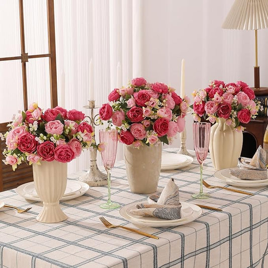 Luyue 8 Packs Peonies Artificial Flowers Faux Peony Bouquet Fake Peonies Flower for Vase Silk Peony Floral Arrangements for Table Centerpiece Wedding Decoration Indoor Home Decor