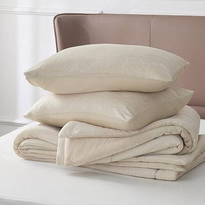 Bedsure Queen Comforter Set - Cooling and Warm Bed Set, Linen Reversible Bedding for All Season, 3 Pieces, 1 Queen Size Comforter (88"x88") and 2 Pillow Cases(20"x26")