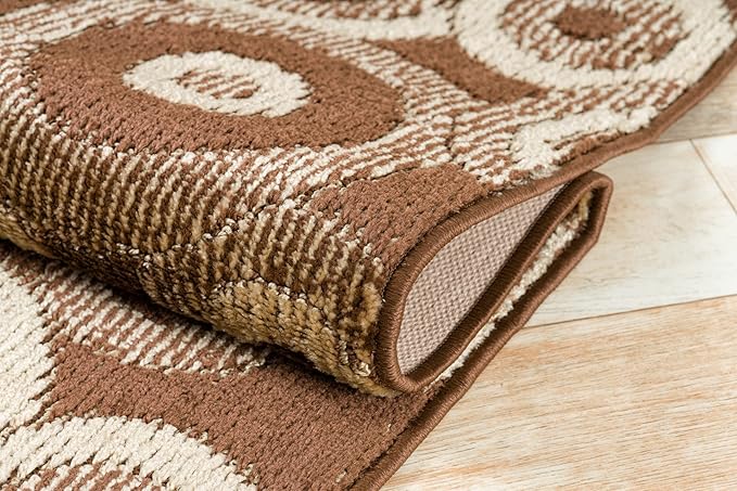 Custom Length Cut to Size Modern Farmhouse Carpet Runner Rug for Hallways, Non Slip Rubber Backed, 31 inch Wide X Customized Length, Geo Brown, 31 inch X 13 feet