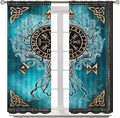Viking Curtains Viking Totem Curtains Ancient Scandinavian Bedroom Living Room Decoration 2 Panel Groups W42 * L54 Inch