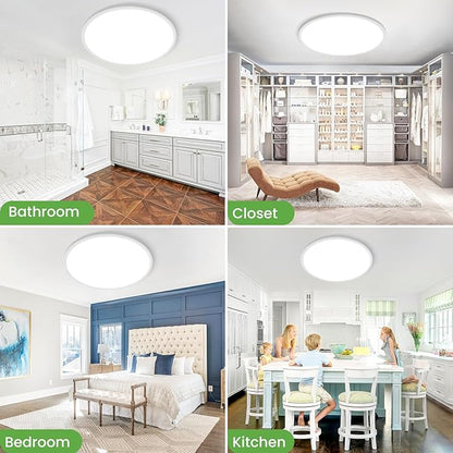 zemty 2Pack 20 inch LED Flush Mount Ceiling Light, 50W 5000lm Large Light Fixture, 3 Color Temperature in One 3000k 4500k 6000K Round Modern Ceiling Lamp for Bedroom Kitchen Dining Room (White)