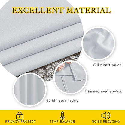 NICETOWN Greyish White Curtains 96 inches Long, Grommet Thermal Insulated Blackout Curtains Privacy Window Treatments for Boys Room/Living Room, W46 x L96, 2 Panels