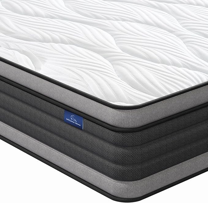 Vesgantti King Mattress, 12 Inch Hybrid King Size Mattress in a Box, Memory Foam and Individually Pocket Spring, Innerspring Mattress for Pressure Relief and Supportive, Medium Firm