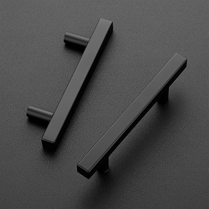 Ravinte Black Cabinet Handles 15 Pack 3-1/2 inch Matte Black Square Cabinet Pulls Kitchen Hardware 6 inch Overall Length Kitchen Drawer Pulls