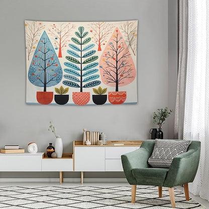 Shabby Chic Trees Wall Tapestry Autumn Nature Forest Wall Hanging Wall Tapestry Aesthetic Landscape Tapestry Vintage Wall Hanging for Living Room Dorm Decor 30"x40" Christmas Family Party