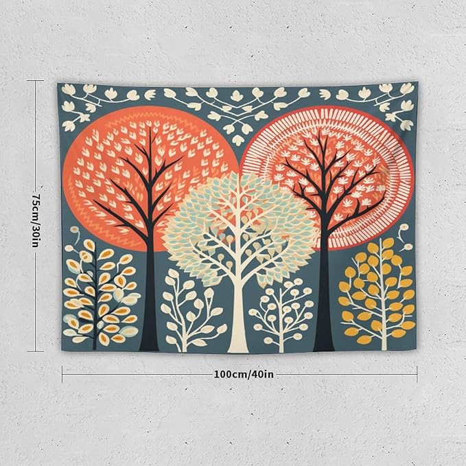 MaSiledy Shabby Chic Trees Tapestry Wall Hanging Nature Themed Autumn Aesthetic Bedroom Tapestries Landscape Tapestry Wall Hanging for Bedroom 30"x40" Xmas Wall Hanging Polyester Tapestries
