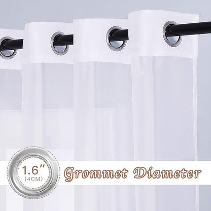 NICETOWN Voile Sheer Curtains for Windows, Grommet Elegant Airy Lightweight Textured Window Treatment for French Door/Bedroom/Living Room, White, W70 x L72, 1 Pair