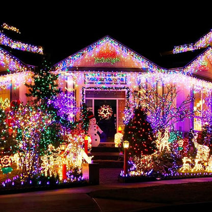 Dazzle Bright 164 FT 500 LED Christmas String Lights, Waterproof Green Wire String Lights with 8 Modes, Outdoor Christmas Decorations for Indoor Garden Party Yard Decor (Multi-Colored)