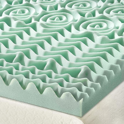 Mellow 1.5 Inch 5-Zone Memory Foam Mattress Topper, Calming Aloe Infusion, Dorm Essentials, Twin